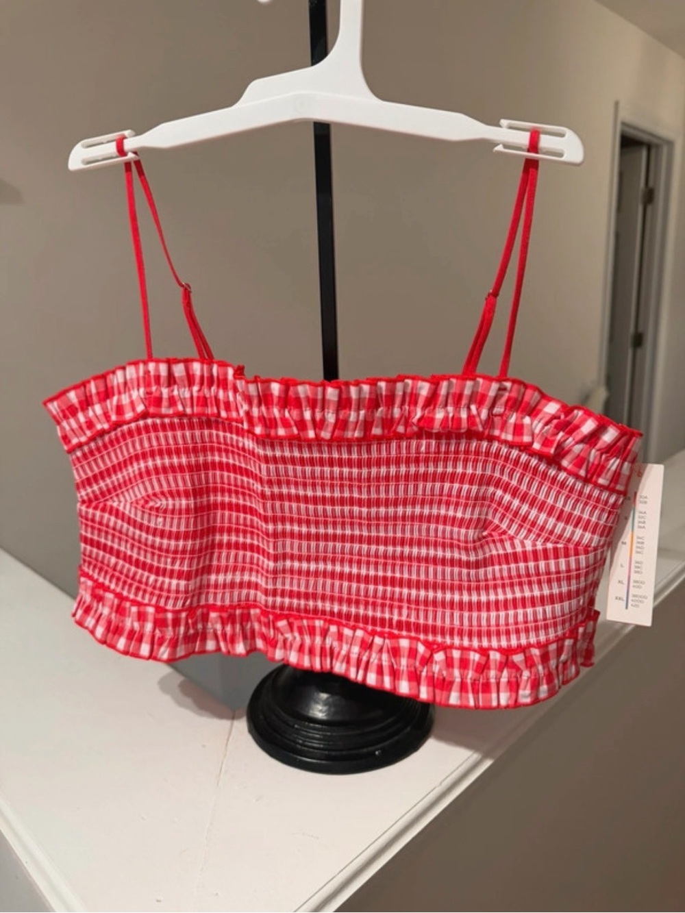 Colsie Red Smocked Ruffle Crop Top